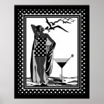 Póster Poster ART DECO LADY Black White spots<br><div class="desc">LARGE Poster ART DECO LADY Black White birds Martini Polka Dots Spots</div>