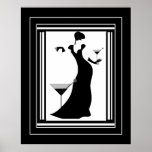 Póster Poster ART DECO LADY Blanco Negro<br><div class="desc">GRAN Poster ART DECO LADY Pájaros blancos negros Martini</div>