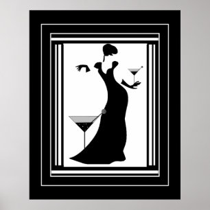 Póster Poster ART DECO LADY Blanco Negro