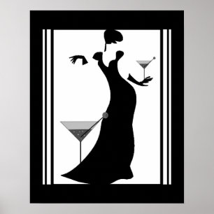 Póster Poster ART DECO LADY Blanco Negro
