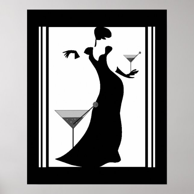 Póster Poster ART DECO LADY Blanco Negro (Frente)