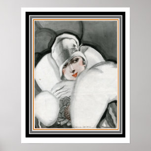Póster poster Art Déco "Lady in Fur" 16 x 20