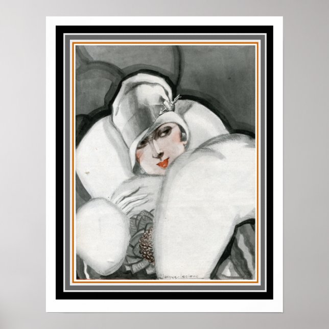 Póster poster Art Déco "Lady in Fur" 16 x 20 (Frente)