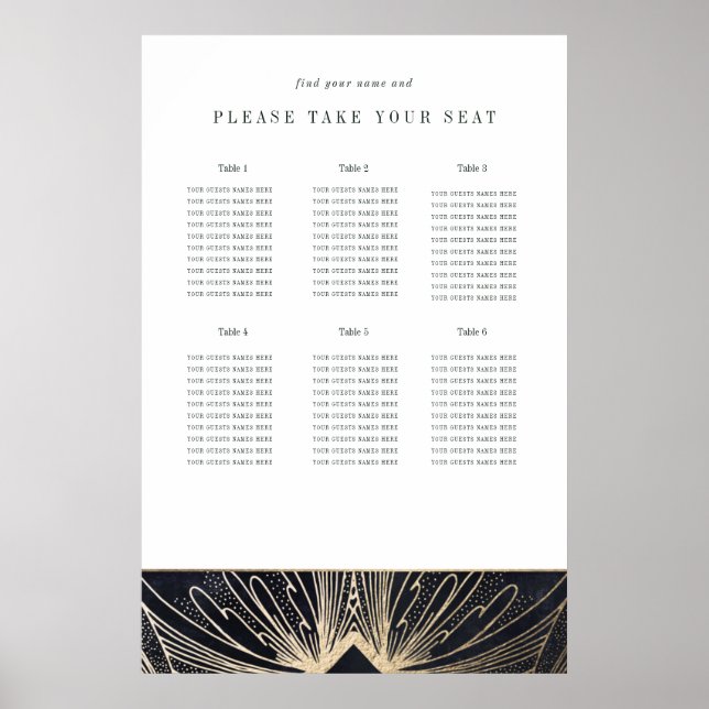 Póster Poster Art deco negro y oro (Frente)