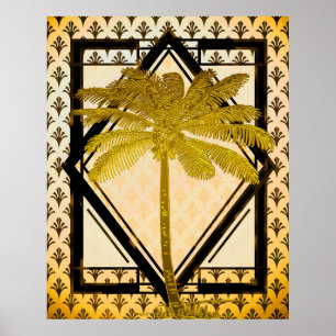 Póster Poster Art Deco Palm de estilo antiguo