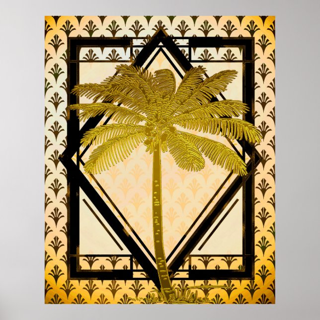Póster Poster Art Deco Palm de estilo antiguo (Frente)