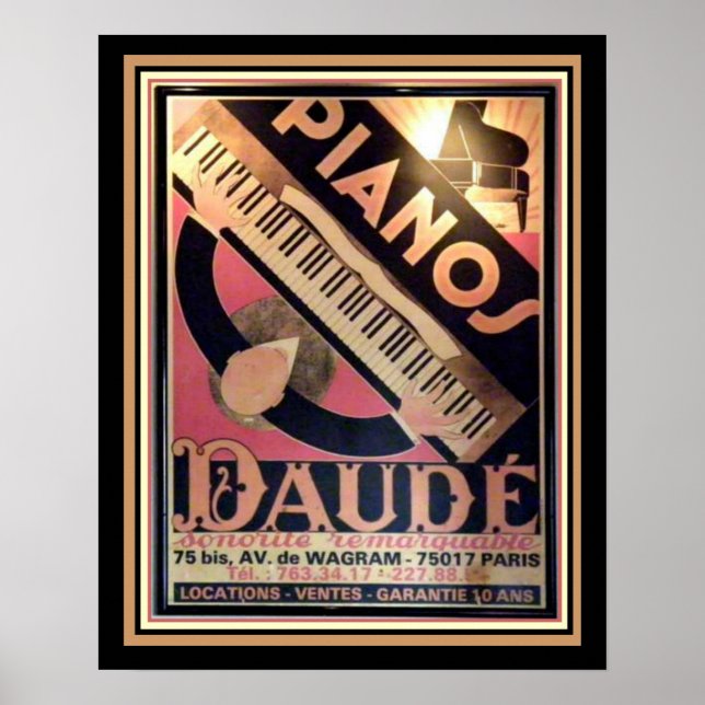 Póster Poster Art Deco "Pianos Daude" 16 x 20 (Frente)
