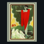 Póster Poster Art Deco "Summer" de época 12 x 16<br><div class="desc">Niza,  vintage,  Art Deco "Summer" poster de portada de la revista 12 x 16</div>