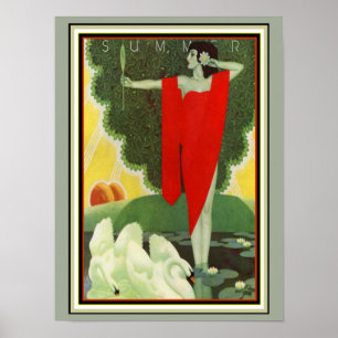 Póster Poster Art Deco "Summer" de época 12 x 16
