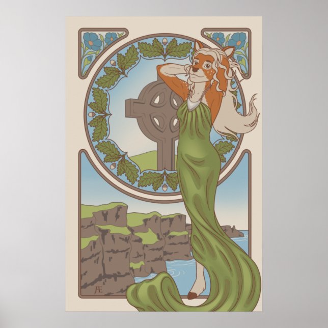 Póster Poster Art Nouveau Deer Furry (Frente)
