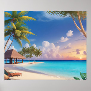 Póster Poster Art Ocean Beach Scene