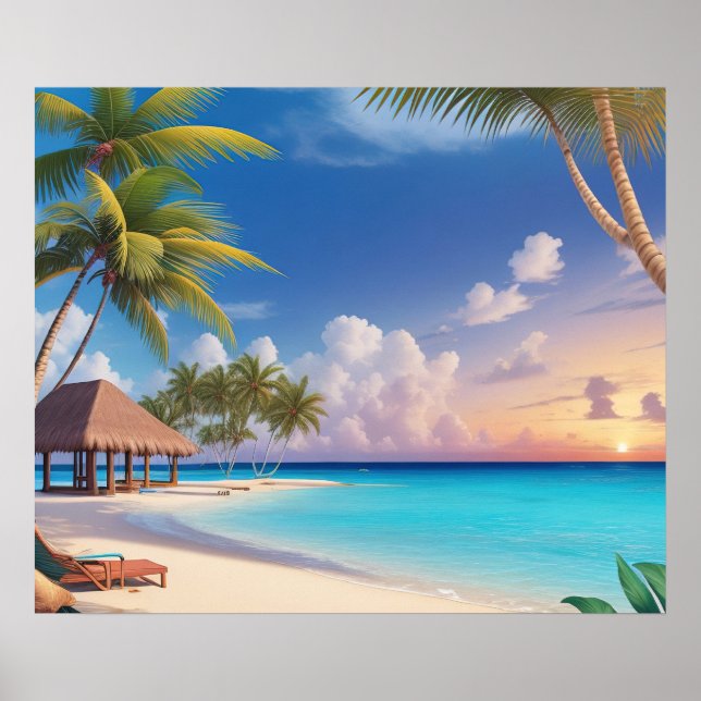 Póster Poster Art Ocean Beach Scene (Frente)