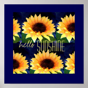 Póster poster artístico de girasol brillante con sol de h