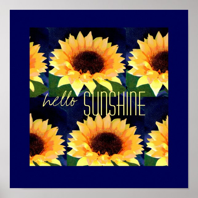 Póster poster artístico de girasol brillante con sol de h (Frente)