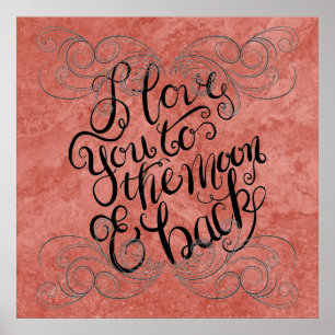 Póster Poster Artístico. Te amo a la luna y de vuelta