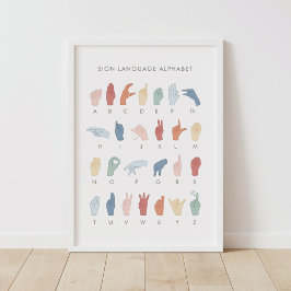 Póster Poster ASL de Lenguaje de Rótulo Arcoiris Estadoun