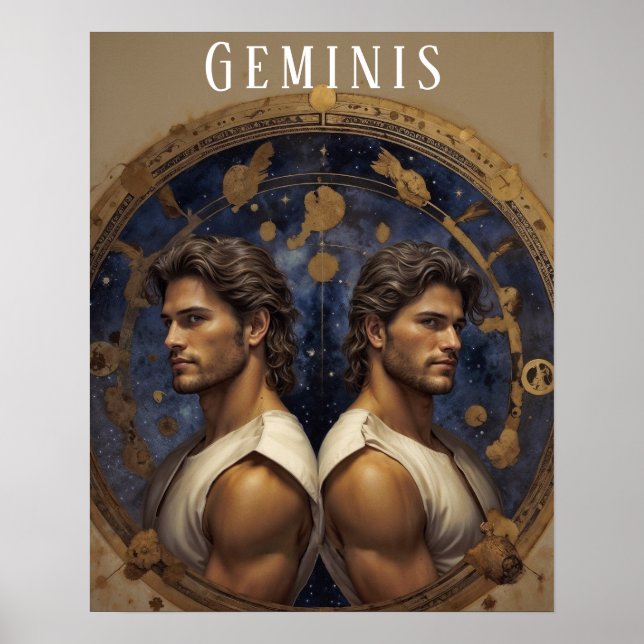 Póster Poster Astrológico Masculino Geminis (Frente)