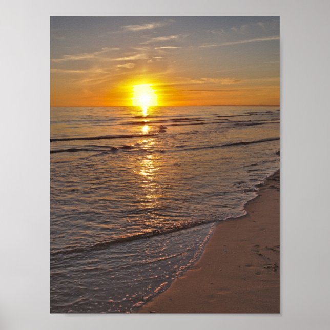 Póster Póster: Atardecer junto a la playa (Frente)