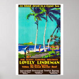 Póster Poster australiano vintage de la isla Lindeman