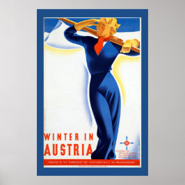 Póster Poster austríaco de esquí de época