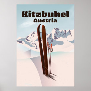 Póster poster austriaco de esquí kitzbuhel