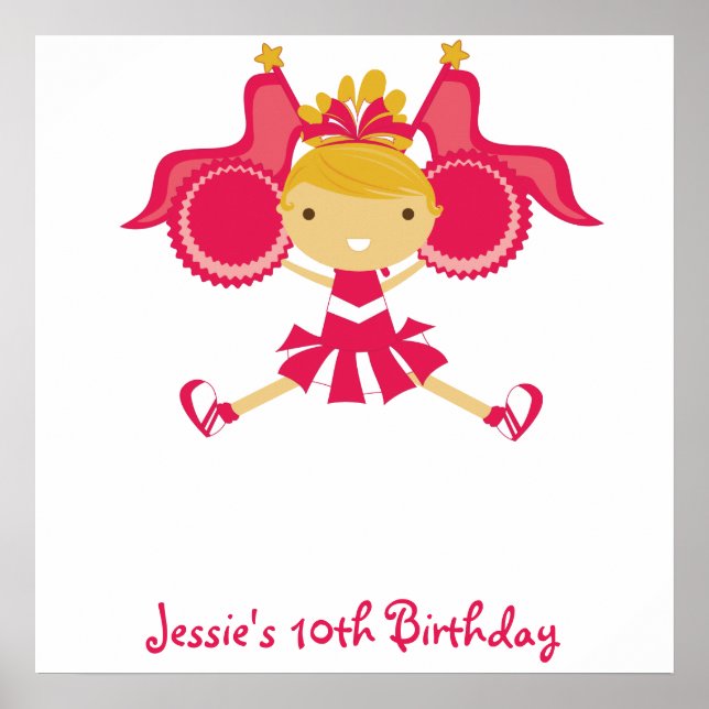 Póster Poster automático de cumpleaños de animador rosa K (Frente)