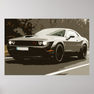 Póster Poster automático Oldtimer Musc Car Dodge Challeng
