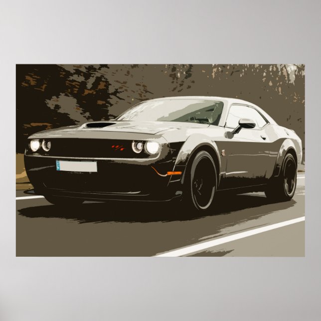 Póster Poster automático Oldtimer Musc Car Dodge Challeng (Frente)