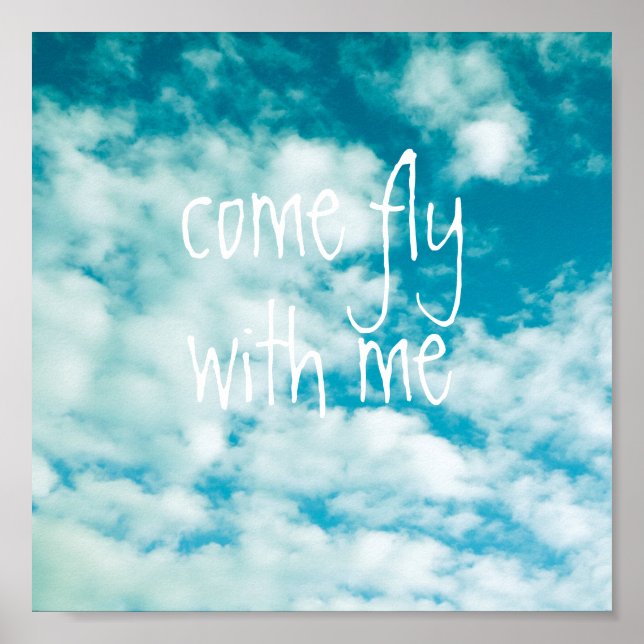 Póster poster azul cielo naturaleza foto con texto (Frente)