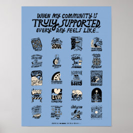 Póster Poster azul de apoyo comunitario