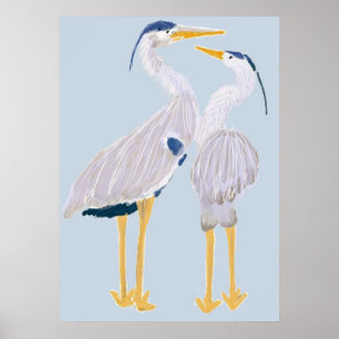 Póster Poster azul de la garza