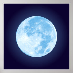 Póster Poster azul de la Luna Llena