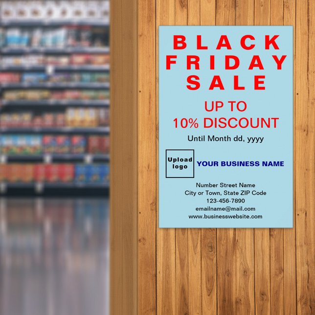 Póster Poster azul de luz de la luz de la venta del viern (Black Friday Sale on light blue poster)