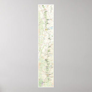 Póster Poster azul del mapa de la ruta verde de Ridge