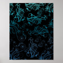 Póster Poster Azul Floral