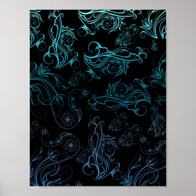 Póster Poster Azul Floral (Frente)