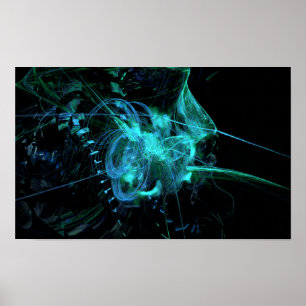 Póster Poster azulverde del fractal