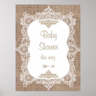 Póster Poster Baby Shower Burlap y Lace