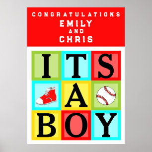 Póster Poster Baby Shower de Baby Boy personalizado
