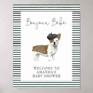 Póster Poster Baby Shower de bienvenida al Bulldog francé