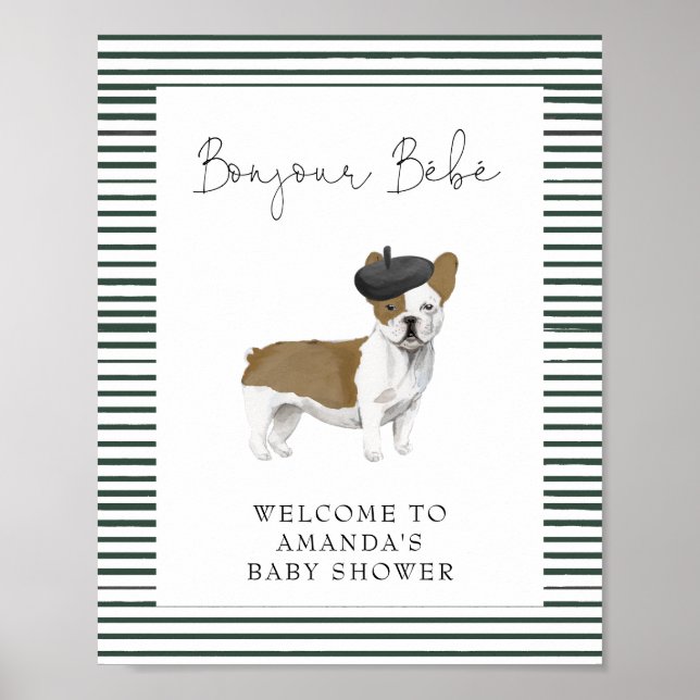 Póster Poster Baby Shower de bienvenida al Bulldog francé (Frente)