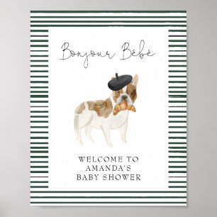 Póster Poster Baby Shower de bienvenida al Bulldog francé