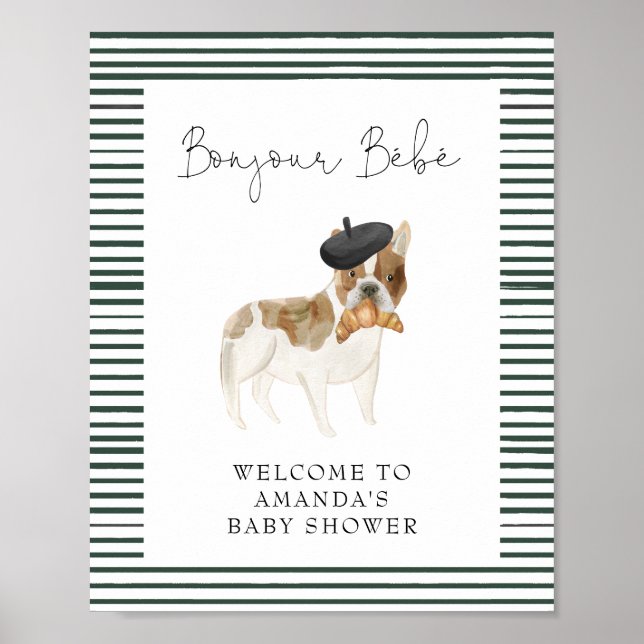 Póster Poster Baby Shower de bienvenida al Bulldog francé (Frente)