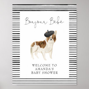Póster Poster Baby Shower de bienvenida al Bulldog francé