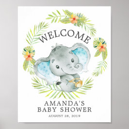 Póster Poster Baby Shower de bienvenida para Elefante de 