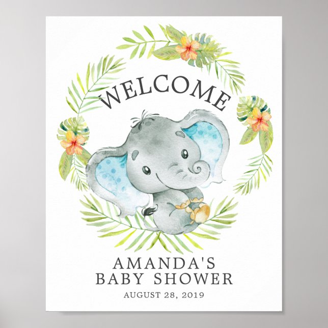 Póster Poster Baby Shower de bienvenida para Elefante de  (Frente)