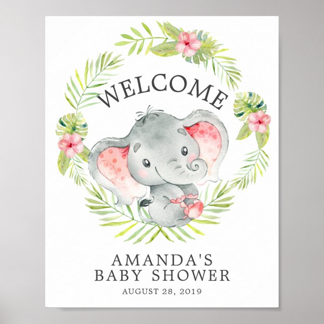 Póster Poster Baby Shower de bienvenida para Elefante de  (Frente)