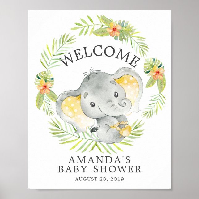 Póster Poster Baby Shower de bienvenida para Elefante de  (Frente)