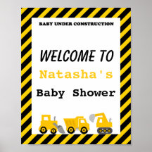 Poster Baby Shower de construcción