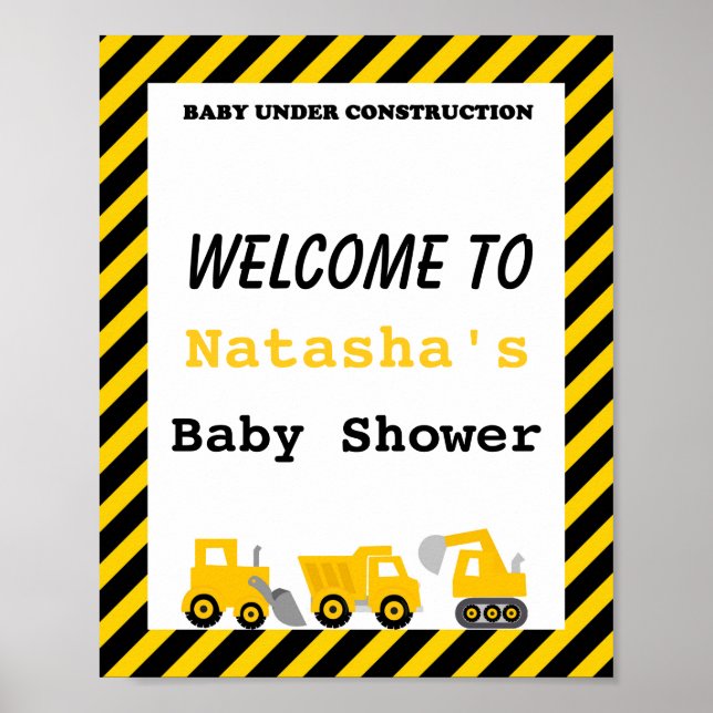 Póster Poster Baby Shower de construcción (Frente)